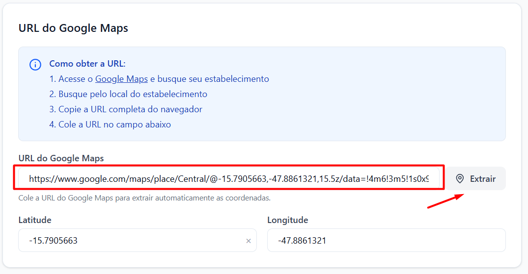 Passo 4.1 - Coordenadas de localização