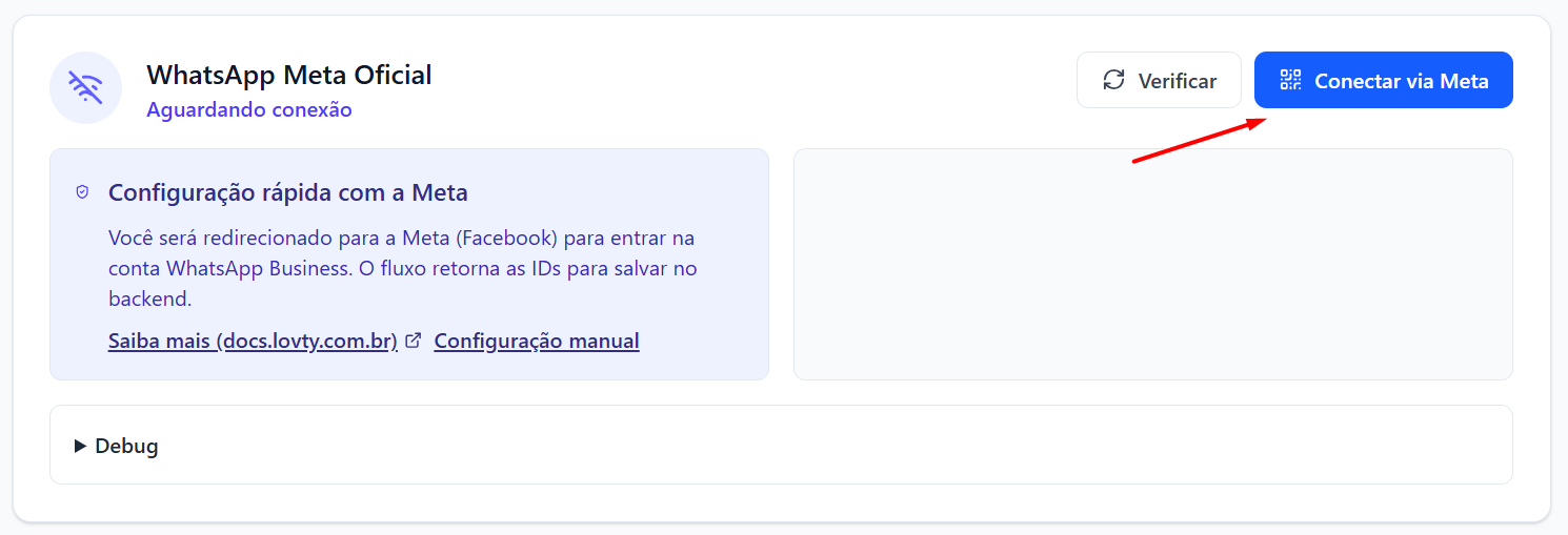 Passo 3A - Conectar via Meta
